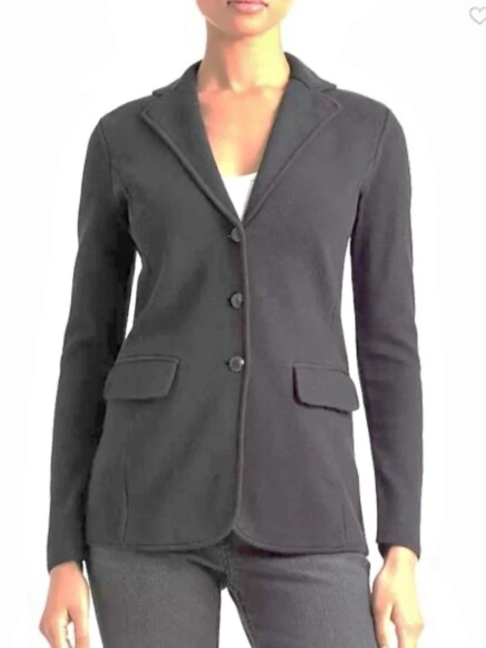 Lauren Ralph Lauren Black Cotton-Blend Knit Blazer